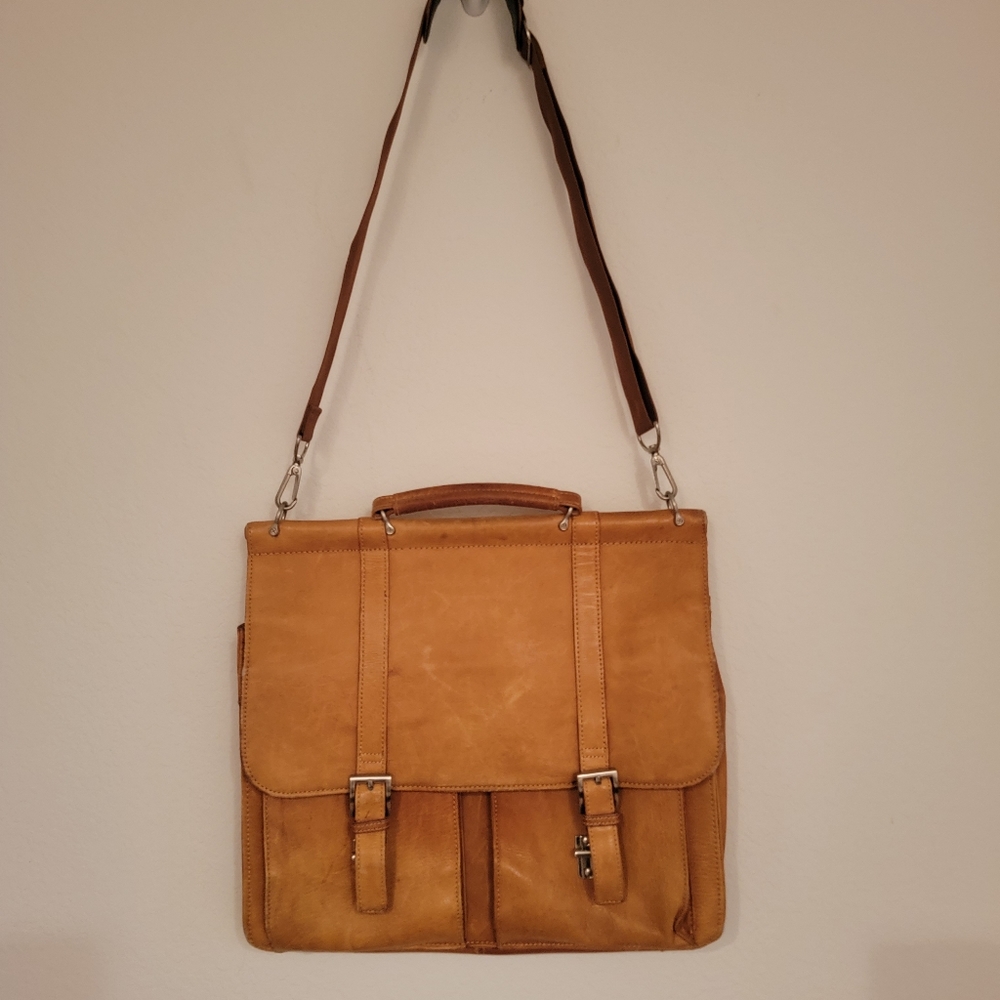 Leather Briefcase Messenger Bag